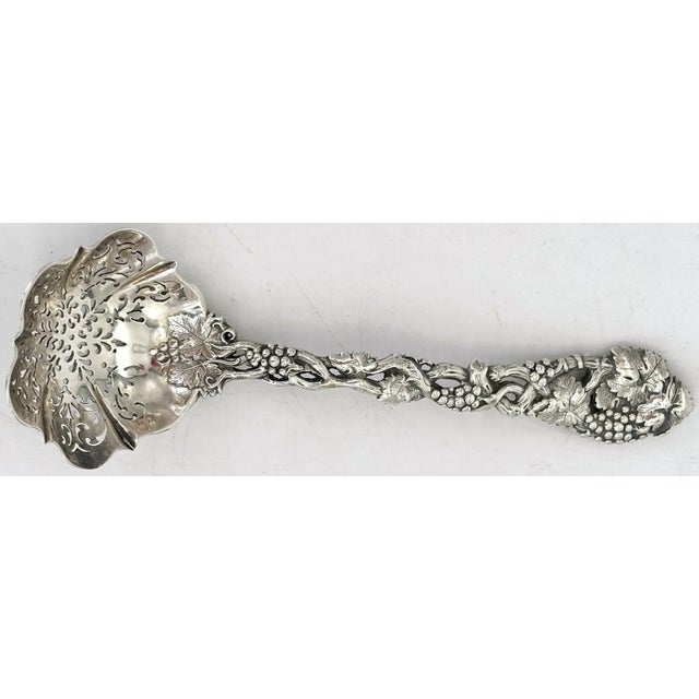 Victorian Pierced Sterling Fruit or Sugar Sifter, George Angell, London, 1871 A masterfully crafted Victorian sterling...