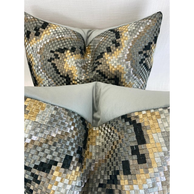 Beacon Hill Beacon Hill "Copa Mosaic Platinum" 22" Pillows - a Pair For Sale - Image 4 of 6