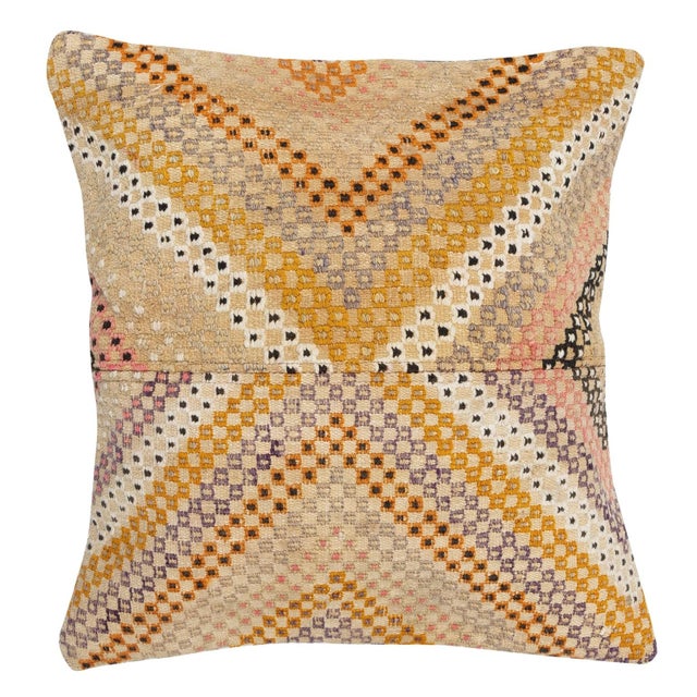 Traditional 20"x20" SET OF 2 - Hand-Woven Kilim Cushion Covers. A pair of Lace Pillow Covers For Sale - Image 3 of 4