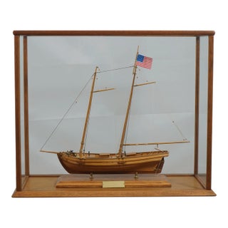 Virginia Pilot Boat Tall Ship Model in Glass Case For Sale