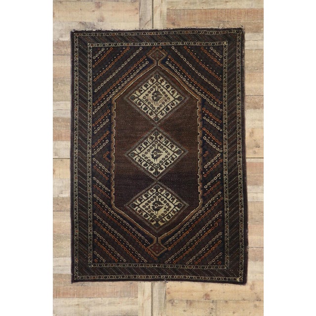 Brown Antique Persian Afshar Rug - 04'01 X 05'10 For Sale - Image 8 of 9