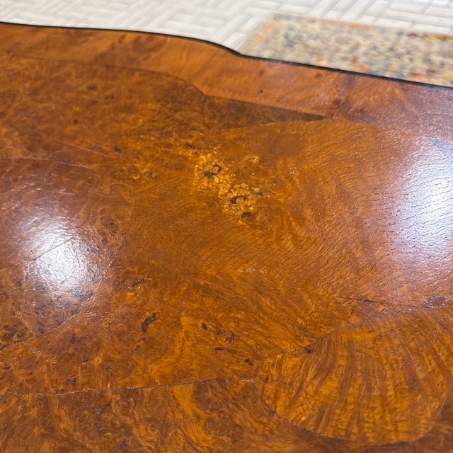Wood 1960s Italian Mid Century Burl Wood Writing Desk For Sale - Image 7 of 7