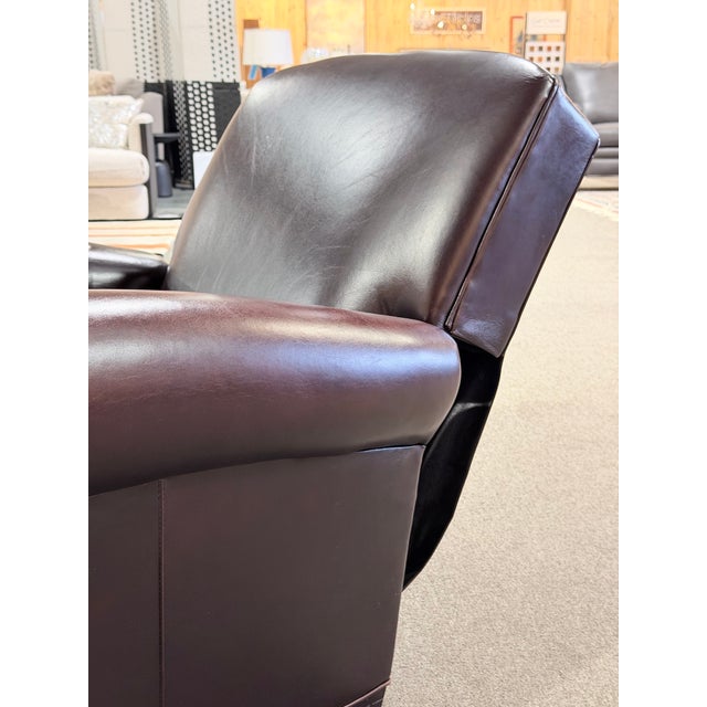 Animal Skin Vintage Mitchell Gold Brown Leather Recliner Club Chair For Sale - Image 7 of 12