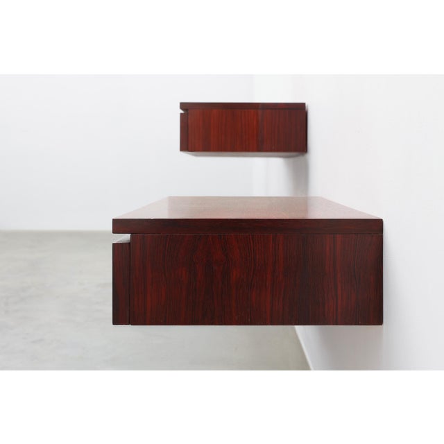 Brown Mid-Century Modern Danish Wall-Mounted Nightstands in Walnut, 1960s, Set of 2 For Sale - Image 8 of 15