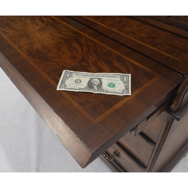 Double Bonnet Dome Top Burl Wood 3 Drawer Drop Front Secretary Desk 1900s Clean!