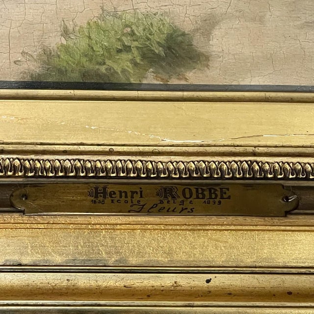 Henri Robbe, Bunch of Flowers Still Life, Oil on Panel, 1840s For Sale - Image 10 of 18