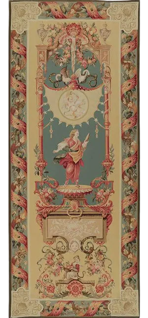 1990s “Female on Pedestal” Right-Facing Vertical Tapestry