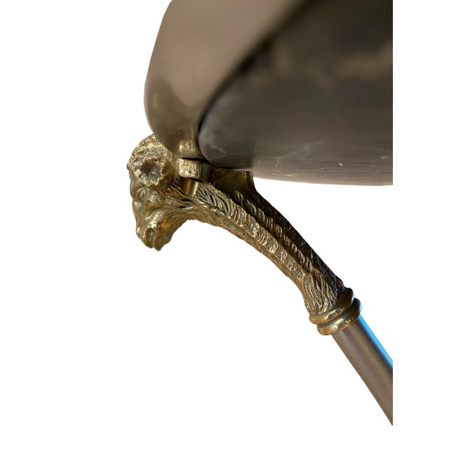 Mid 20th Century Parisian Maison Jansen Style Iron and Brass Side Table With Black Marble Top For Sale - Image 5 of 9