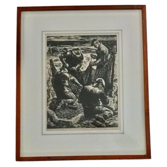 1970s Original Vintage Woodcut by Robert Von Neumann, Framed, Signed, 18.5” X 15” For Sale - Image 5 of 8