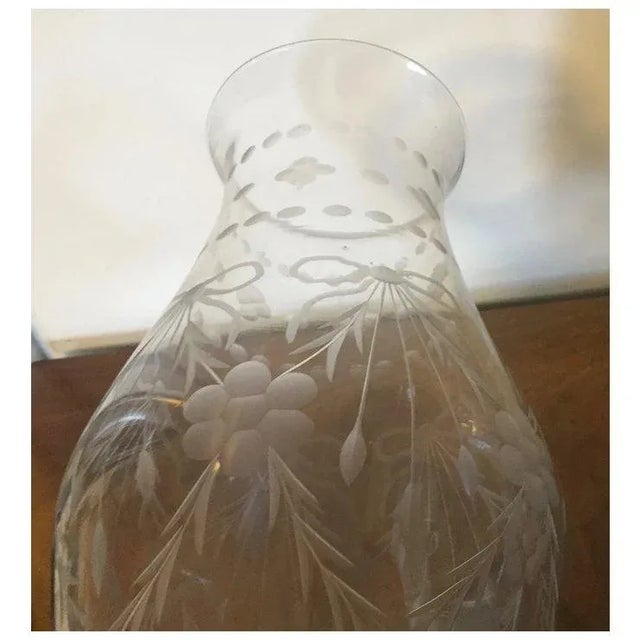 American Large Antique 19th Century Blown & Cut Glass Baluster Shape Hurricane Shade for a Candlestick For Sale - Image 3 of 12