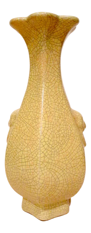 Early 20th Century Chinese Yellow Glaze Porcelain Ge Yao Six Sided Vase