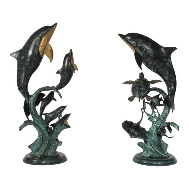 Vintage Spi San Pacific International Multi-Dolphin / Sea Life Gallery Sculptures For Sale