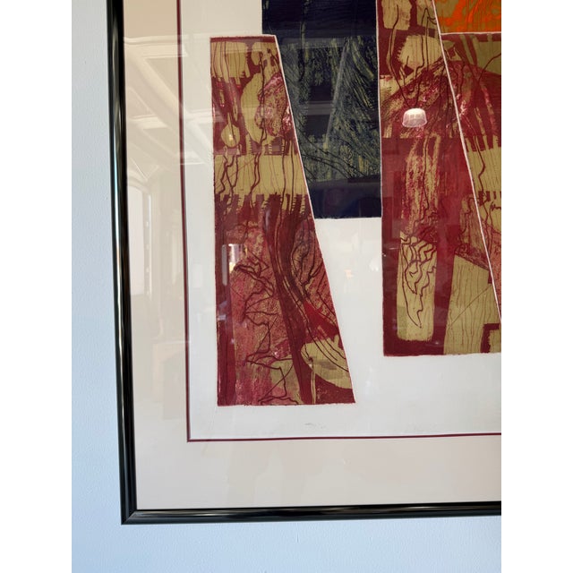 1970's Carol Dueno Mixed Media Modernist Abstract Painting, Framed For Sale In Miami - Image 6 of 13