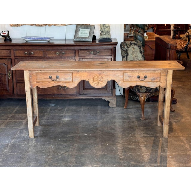 19th Century 19th Century Two Drawer Pine Console Table For Sale - Image 5 of 11