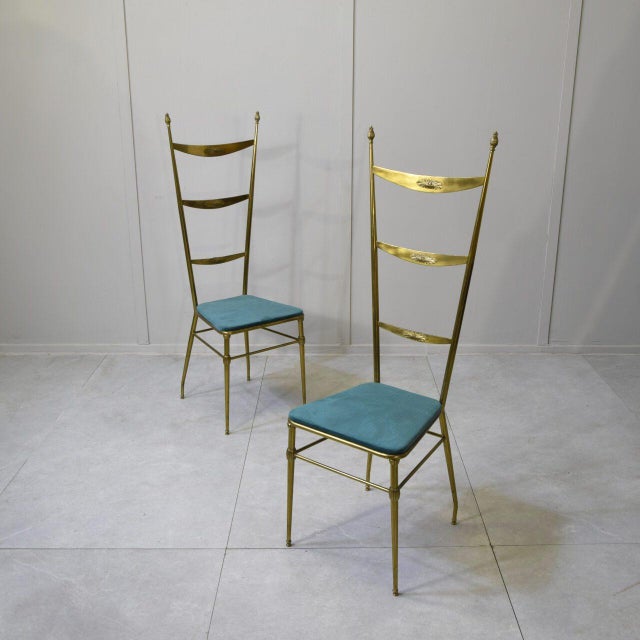 Brass Chiavari Chairs by Gaetano Descalzi, 1950s, Set of 2 For Sale - Image 4 of 9