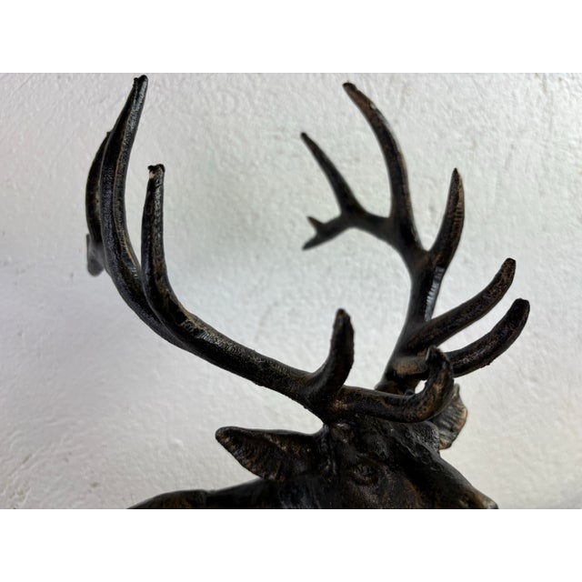 Handsome Vintage Cast-Iron Stag Sculpture For Sale - Image 9 of 12