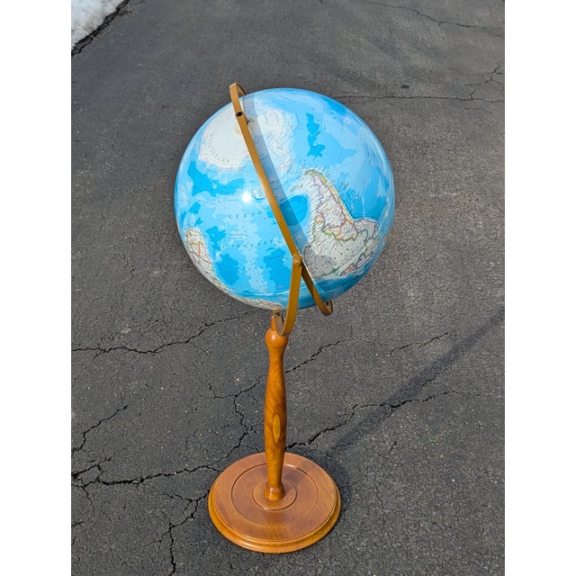 Brown Mid-Century Globe on Wooden Floor Stand For Sale - Image 8 of 8