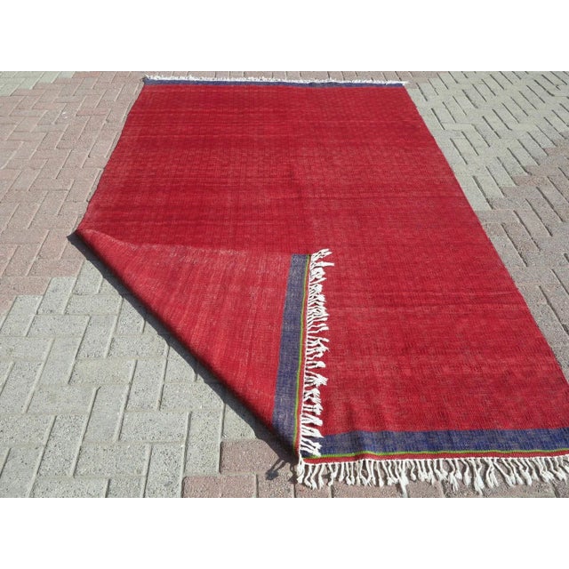 Vintage Turkish Tribal Red Kilim Rug-6’x8’11" For Sale - Image 11 of 12