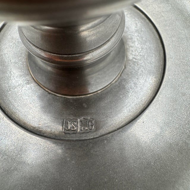 Modern Vintage John Somers Pewter Candlestick Table Lamp For Sale - Image 3 of 9