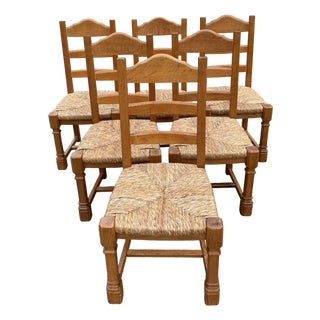 French Country Ladder Back Rush Seat Chairs - Set of 6 For Sale