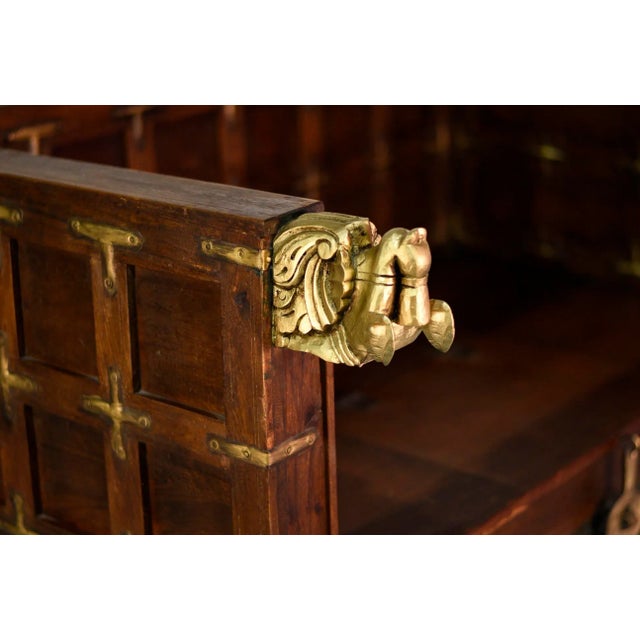 Vintage Indian Carved Wood Gold Pegasus Damchiya Daybed Hope Chest For Sale - Image 12 of 13