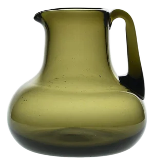 Olive Green Blown Glass Jug by Claude Morin, Dieulefit, 1976