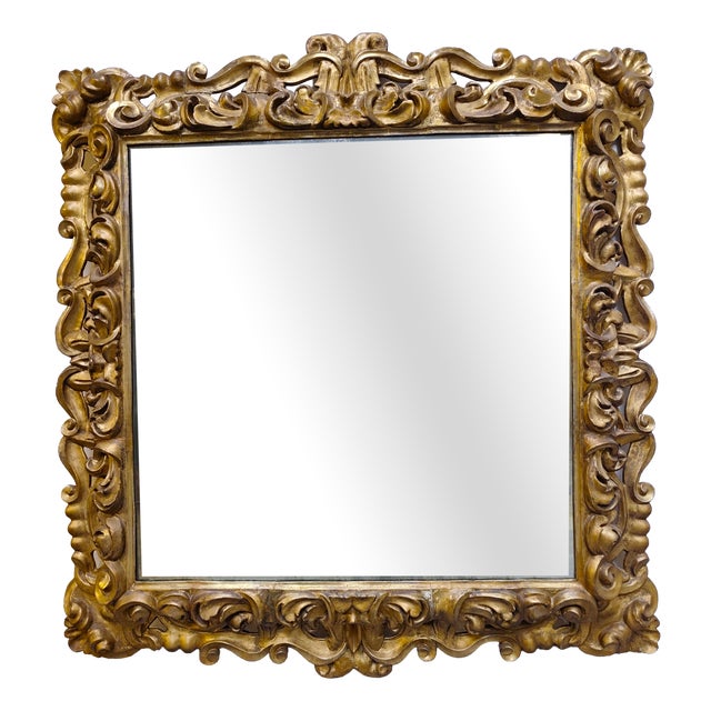 17th Century Wooden Mirror in Gold Leaf from a Noble Palace in Rome, 1680 For Sale