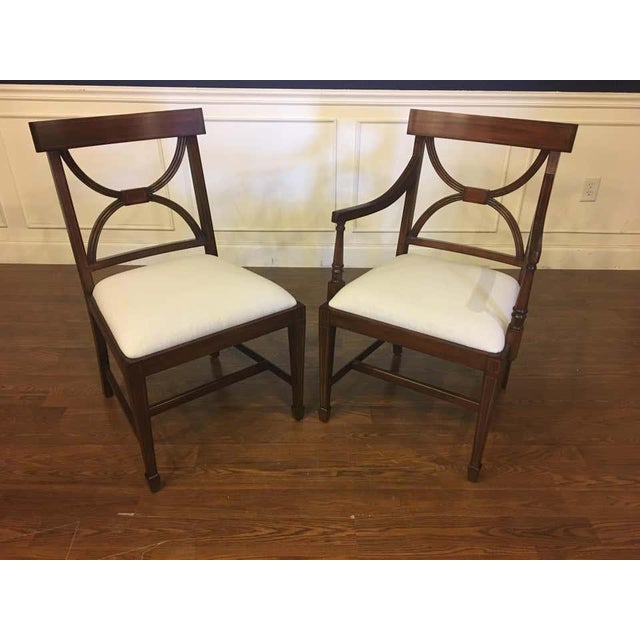 Leighton Hall Furniture Set of Eight Adams Style Mahogany Dining Chairs by Leighton Hall - Showroom Samples For Sale - Image 4 of 11