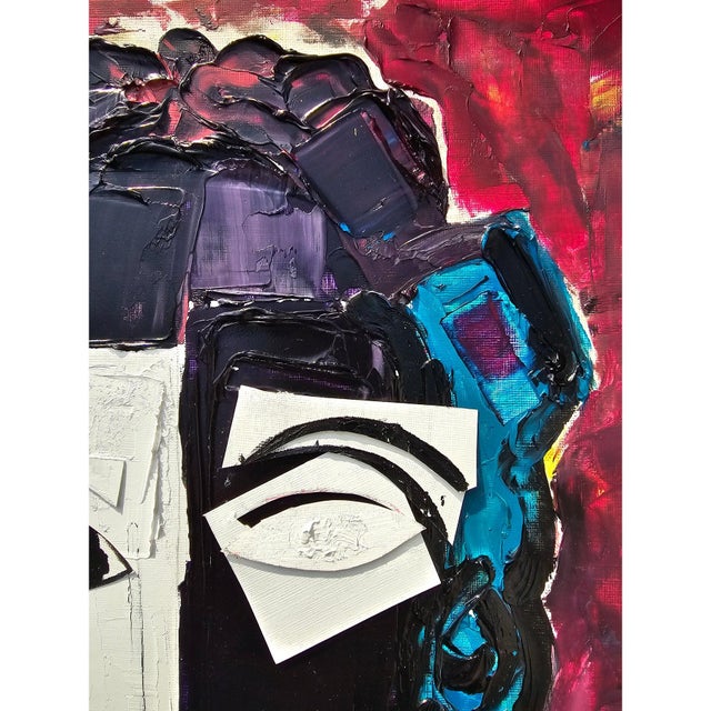 Paper Original Oil Painting 'Portrait of a Woman' by Diane Grant, Unframed / Pablo Picasso For Sale - Image 7 of 13