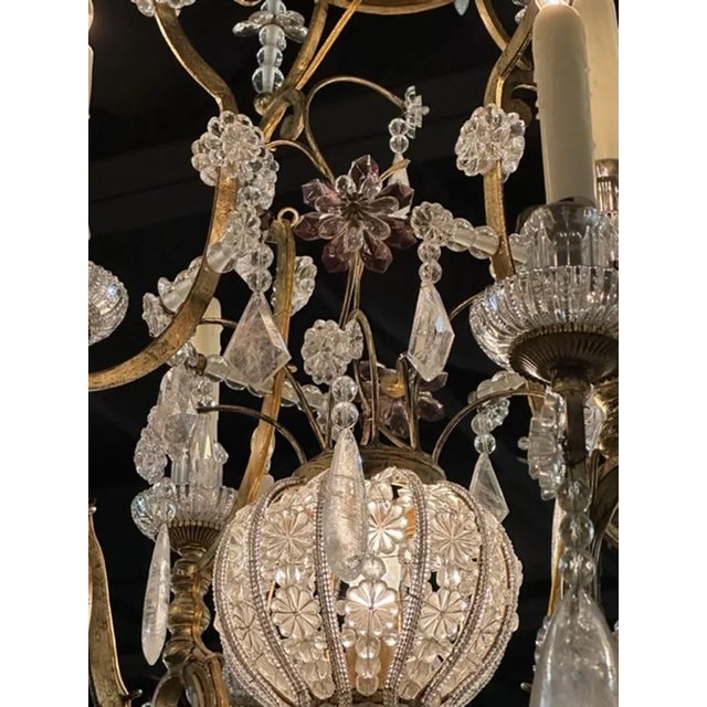 Metal French Maison Bagues Rock Crystal Chandelier For Sale - Image 7 of 10