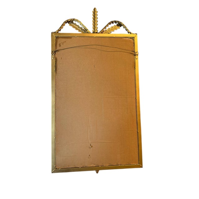 Gold Gold Leaf Mirror Neoclassical Empire Metal Laurel Leaves For Sale - Image 8 of 11