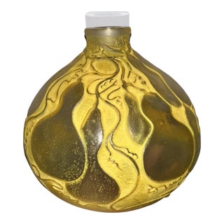 Rare Antique René Lalique Amber Yellow "Courges" Glass Vase - Circa 1914 (Model 900) For Sale