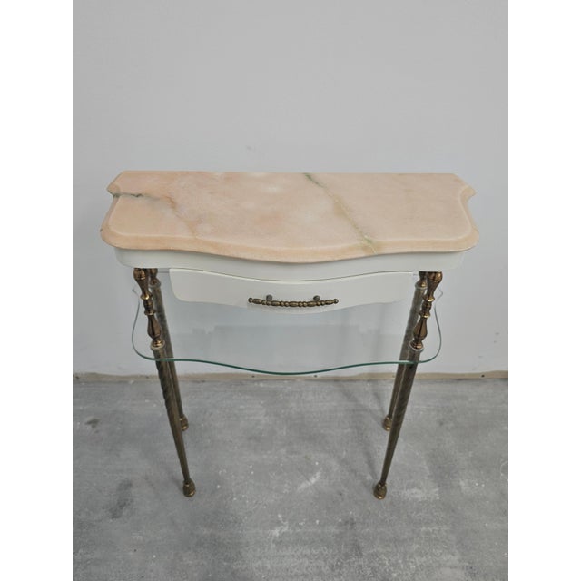 1950s Hollywood Regency Nightstands in Bronze with Pink Marble Tops, 1950s, Set of 2 For Sale - Image 5 of 14