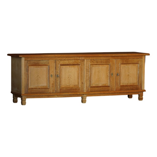Danish Oak Sideboard with Paneled Doors, 1950s For Sale