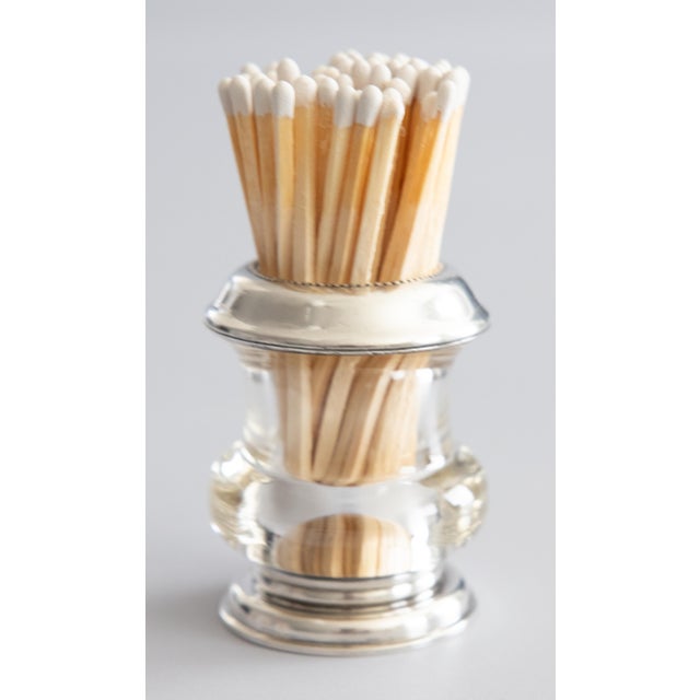 Traditional Vintage Sterling Silver & Glass Match Striker Holder For Sale - Image 3 of 9