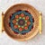 Wood Set of Three Hand Painted Mandala Flower Pattern Rattan Round Trays With Handles For Sale - Image 7 of 8
