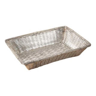 1950s French Silverplate Woven Basket, Christofle Gallia For Sale