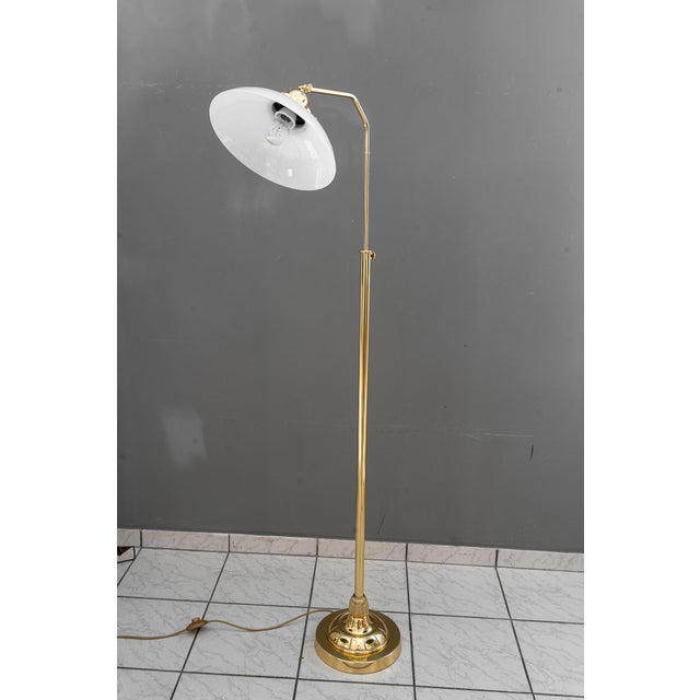 Gold Art Deco Adjustable Floor Lamp with Opal Glass Shade, Vienna, Austria, 1920 For Sale - Image 8 of 18