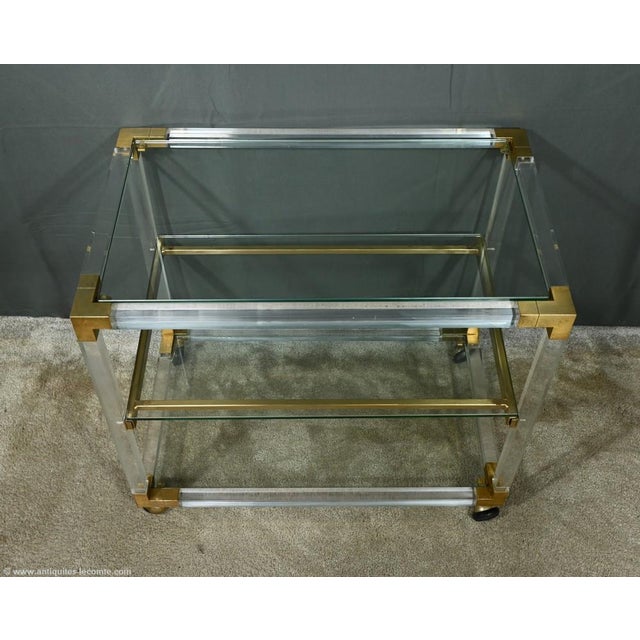 Acrylic and Brass Serving Bar Table, 1960s For Sale - Image 4 of 18
