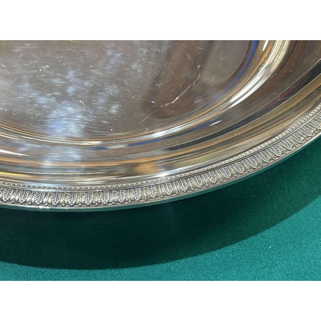 Malmaison Pattern Round Silver-Plated Metal Tray from Christofle For Sale - Image 4 of 8