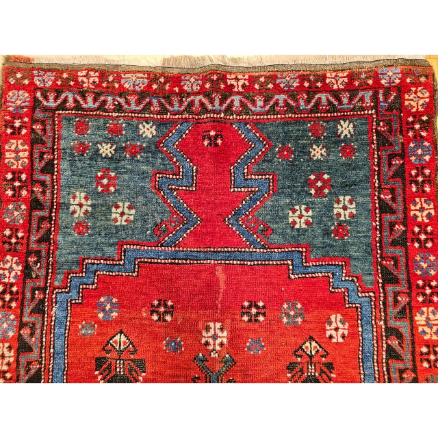 19th Century Handwoven Anatolian Village Rug. Handwoven Prayer Design, 3' x 5' For Sale - Image 11 of 18