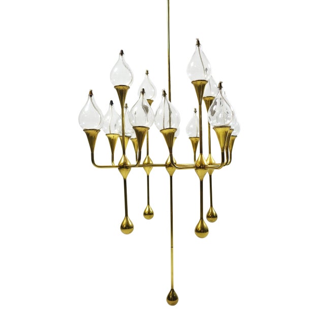 Mid-Century 12-Arm Brass Oil Candelabra by Freddie Andersen For Sale - Image 6 of 7