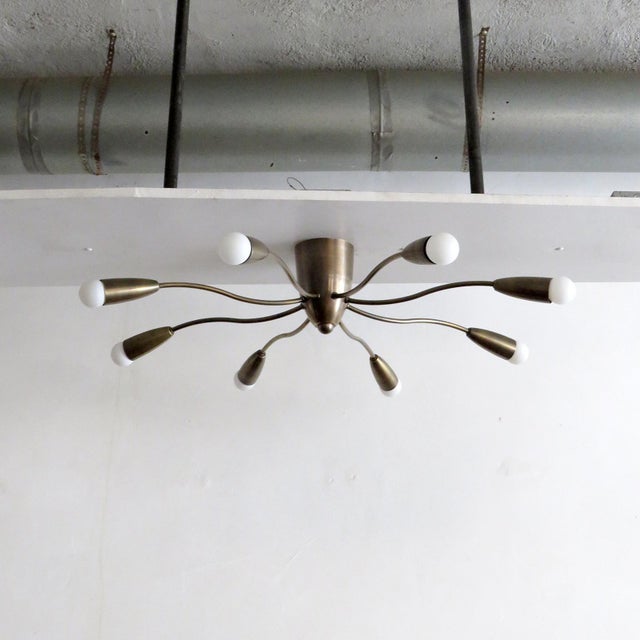Elegant Aura-30 flushmount ceiling light in aged brass finish designed by Gallery L7, handcrafted and finished in Los...