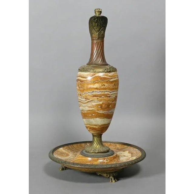 Metal Italian Grand Tour Onyx and Bronze Ewer For Sale - Image 7 of 11