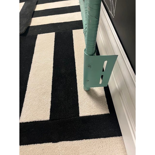 Restored Vintage Rattan Peacock Headboard – Turquoise For Sale - Image 6 of 6