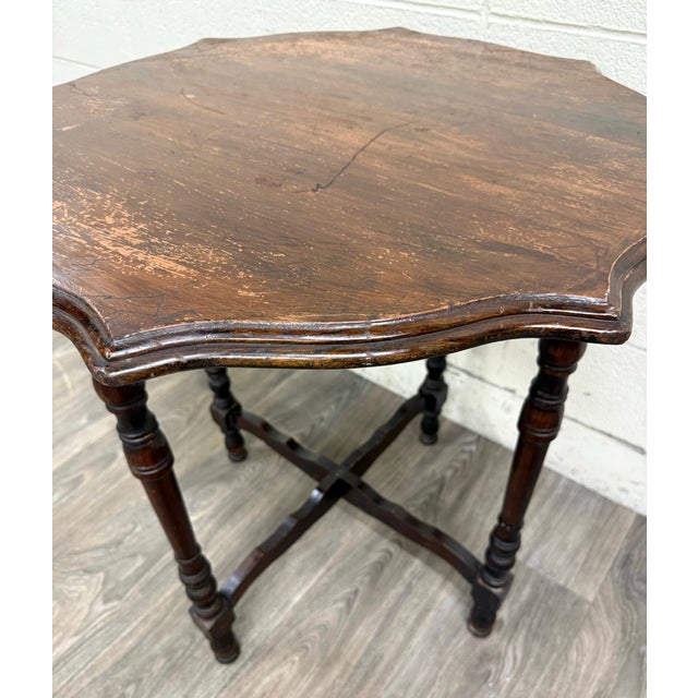 Vintage Jacobean Revival English Tudor Style Oak Side Table Lamp Table For Sale - Image 9 of 10