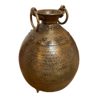 Antique/Vintage Indian Brass Water Container Vase For Sale