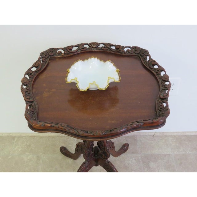 Antique Rococo Revival Carved Mahogany Occasional Table For Sale In Portland, ME - Image 6 of 6
