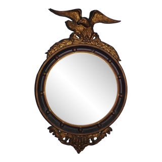 Antique American Federal Gold Gilt Eagle Bullseye Convex Mirror For Sale