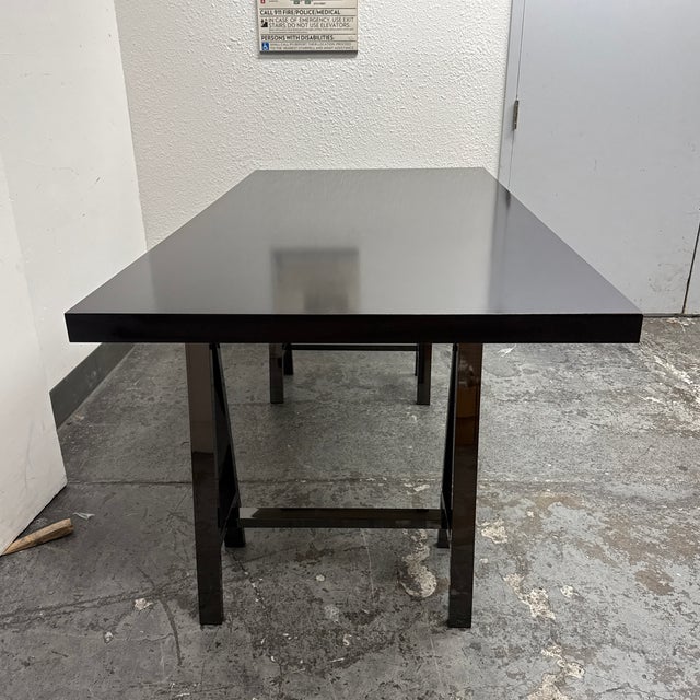 Early 21st Century Contemporary Saw Horse Base Table For Sale - Image 5 of 12